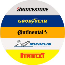 Logo da Brigestone, Goodyear, Continental, Michelin e Pirelli